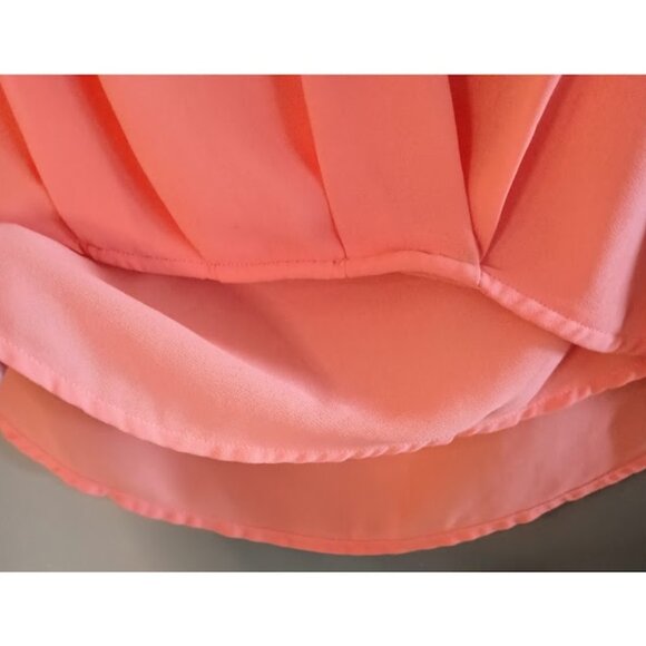 Bright Coral Color Sleeveless High-Low Blouse - Picture 2 of 4